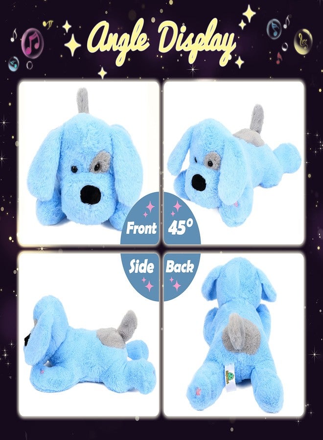 Hopearl LED Musical Stuffed Puppy Lighting Up Singing Plush Dog Adjustable Volume Lullaby Animated Soothe Birthday Festival for Kids Toddler Girls, Blue, 17'' - Image 3